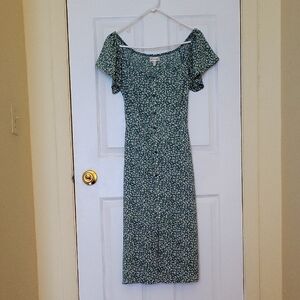 Monteau Green Floral Midi Dress